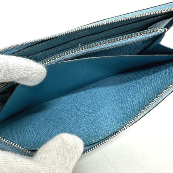 HERMES Asap Long Classic Round Wallet Long Wallet Epsom Blue gene - Picture 8 of 14